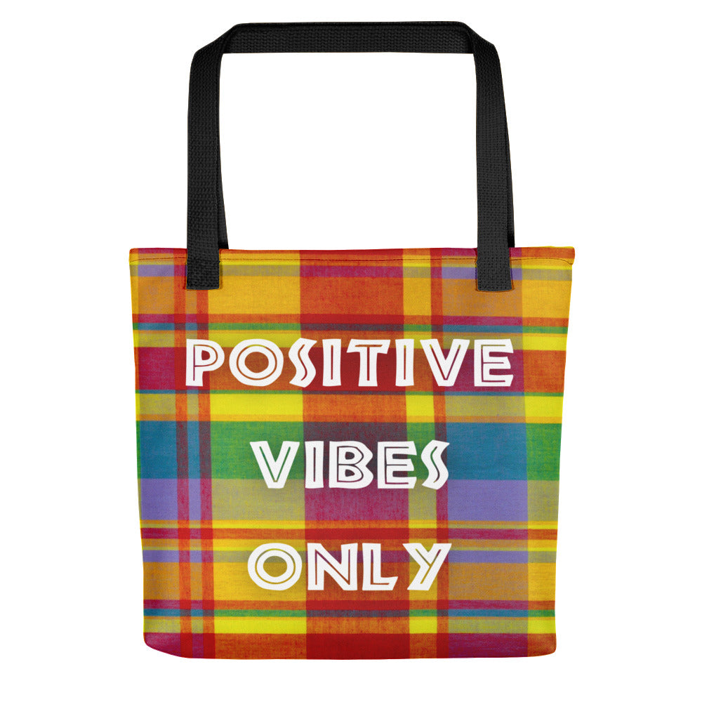 Tote bag "Positive Vibes Only - Madras" - Rootz shop