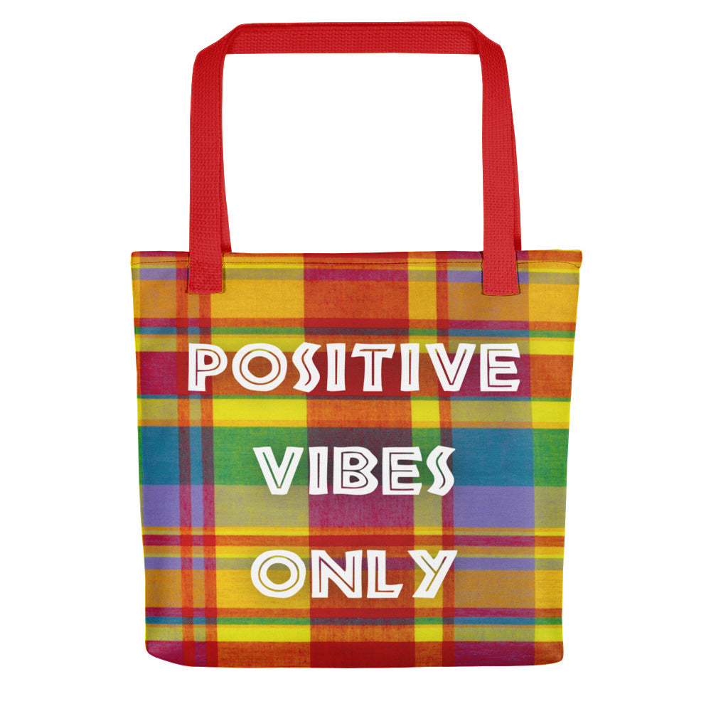 Tote bag "Positive Vibes Only - Madras" - Rootz shop